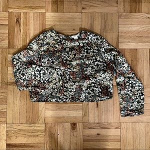 H&M Satin Cropped Long Sleeve Blouse